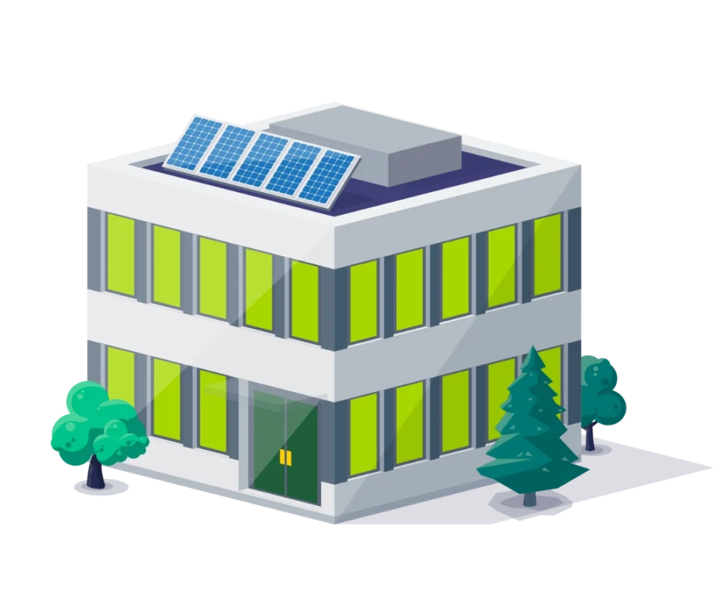 commercial building with solar panels