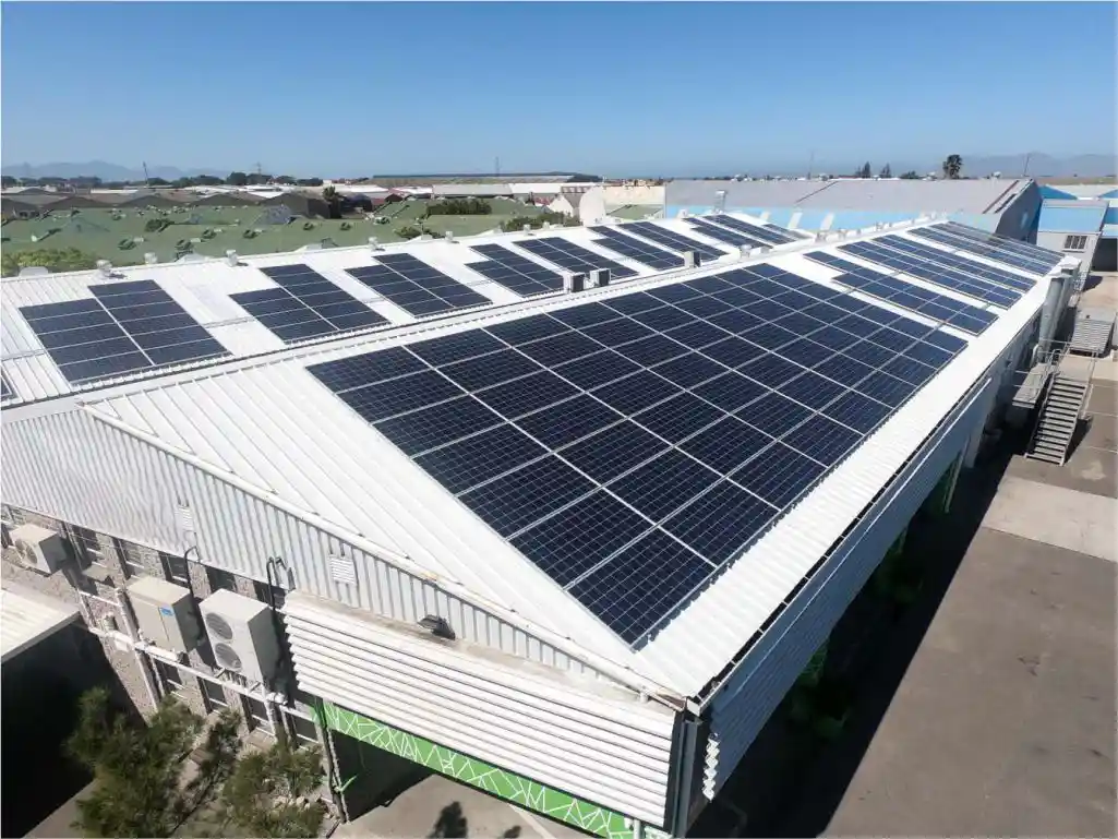 factory building with solar panels