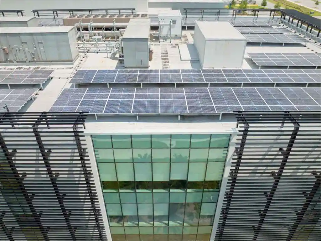 office building with solar panels