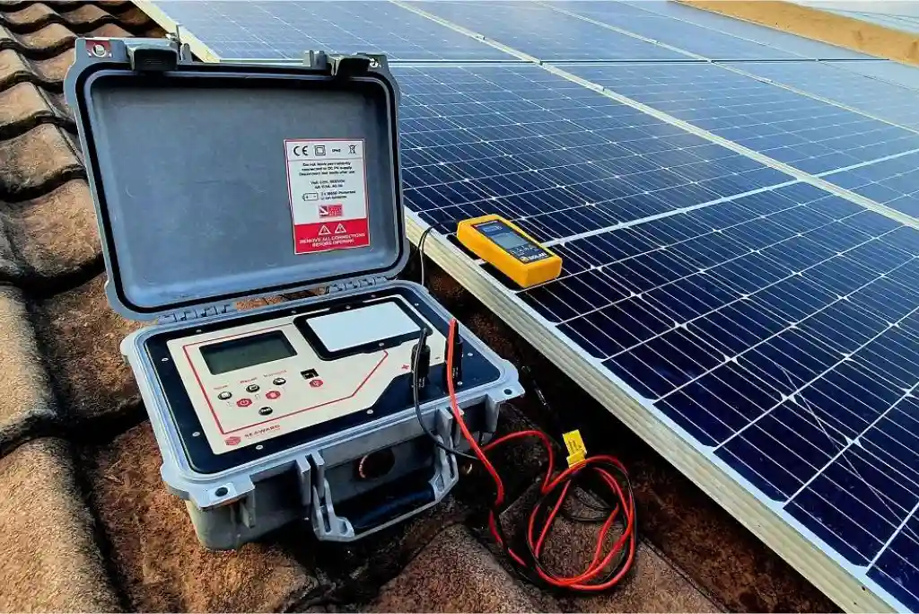 solar panels with solar pv tester