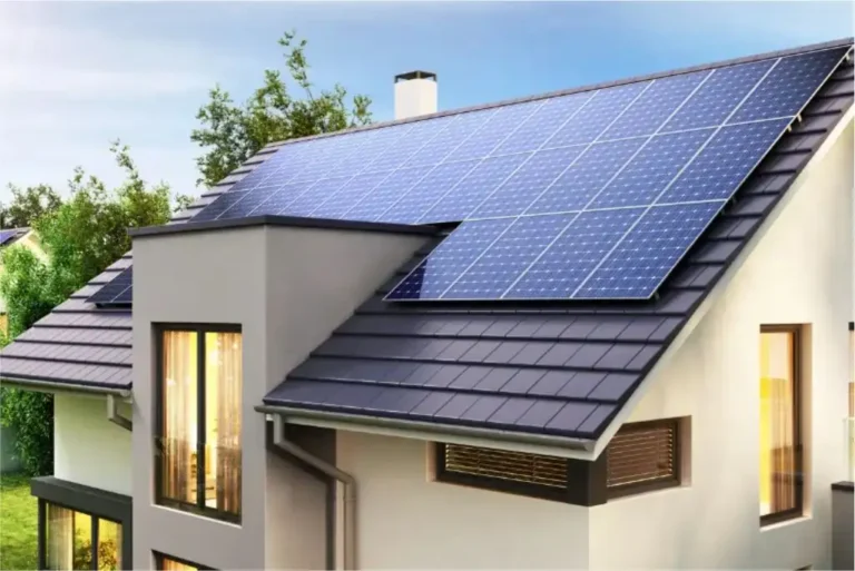 Solar panels installed on a modern house roof